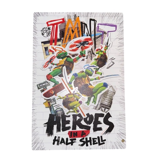 TEENAGE MUTANT NINJA TURTLES Wall Sign 11”x7.5” Hero’s In A Half Shell Bedroom - Picture 1 of 6
